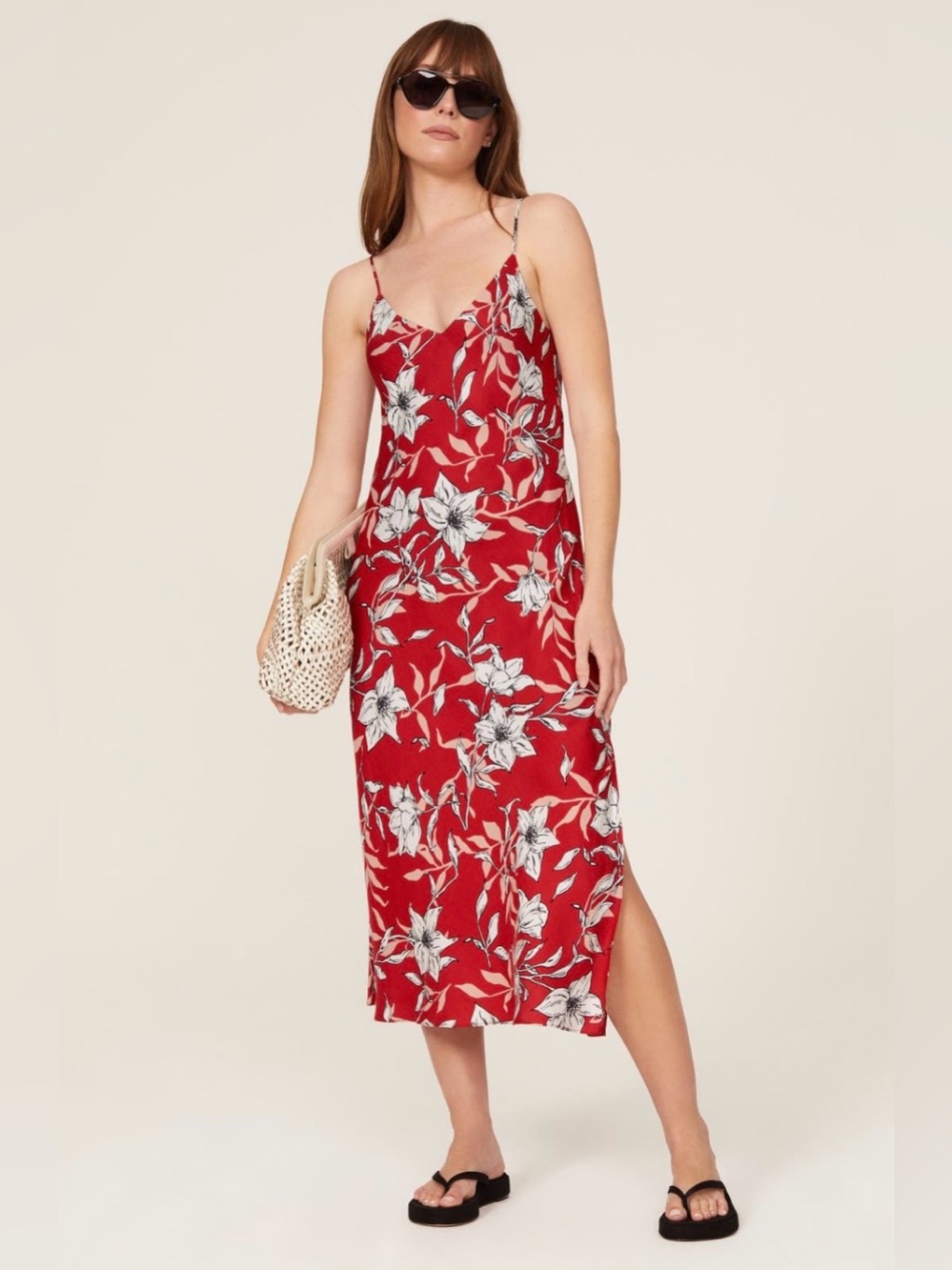rag & bone~Mallory Red Floral Slip Midi Dress~Size 4~$425~